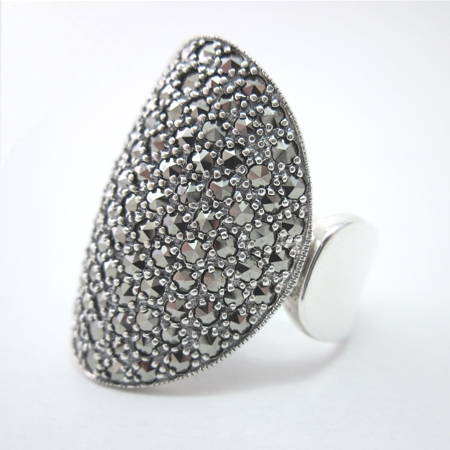 Oval Large Pave Marcasite Ring